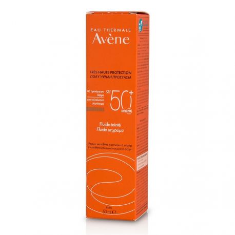 AVENE Solaire Fluid Tinted Dry Touch SPF50 Αντηλιακή Προσώπου για Κανονικό και Μικτό Δέρμα με Χρώμα - 50ml