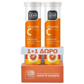 PharmaLead Vitamin C 1000mg 1+1 Δώρο, 20 Αναβράζοντα Δισκία Με Γεύση Πορτοκάλι