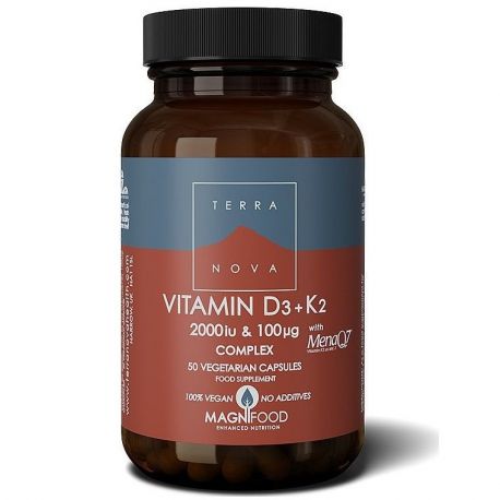 TERRANOVA Vitamin D3 2000 iu Complex with Vitamin K2 100ug Complex - 50 capsules