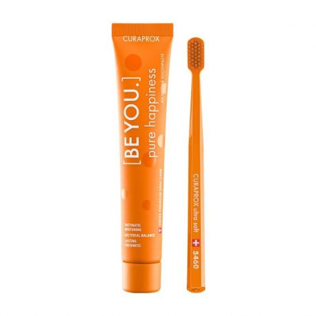 CURAPROX BE YOU Pure Happiness SET (πορτοκαλί) – Οδοντόκρεμα 90 ml + Οδοντόβουρτσα CS 5460