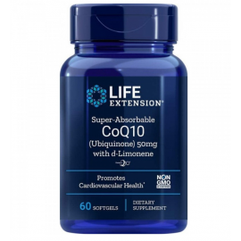 Life Extension SUPER ABSORBABLE CoQ10 50mg (Ubiquinone) W/ d-Limonene 60 SOFTGELS