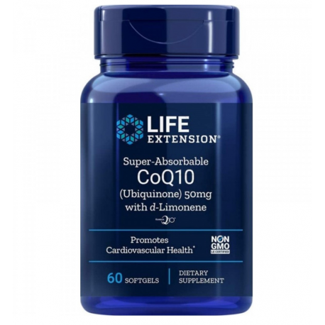 Life Extension SUPER ABSORBABLE CoQ10 50mg (Ubiquinone) W/ d-Limonene 60 SOFTGELS