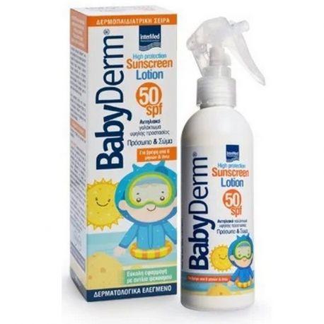 Intermed Babyderm Sunscreen Lotion SPF50 Face & Body Παιδικό Αντηλιακό Γαλάκτωμα για Πρόσωπο & Σώμα για Βρέφη 6m+, 200ml
