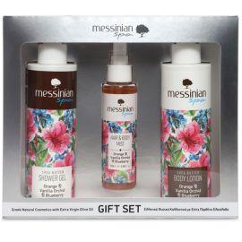 MESSINIAN SPA Shower gel 300ml+ Body milk 300ml+ Hair&Body Mist 100ml orange-vanilla-blueberry(πορτοκάλι-βανίλια-μύρτιλο)