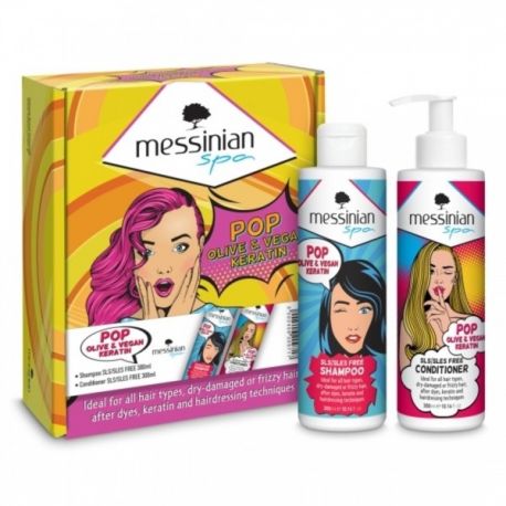 Messinian Spa Promo POP Olive & Vegan Keratin with Shampoo 300ml & Conditioner 300ml