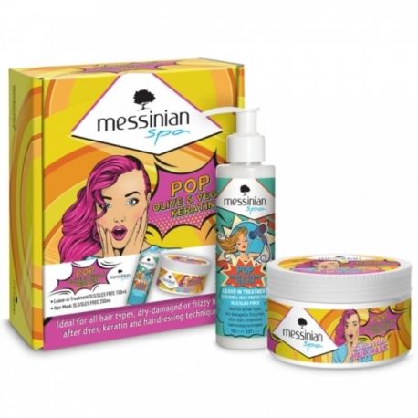 Messinian Spa Promo POP Olive & Vegan Keratin with Leave-In Treatment 150ml & Hair Mask 250ml