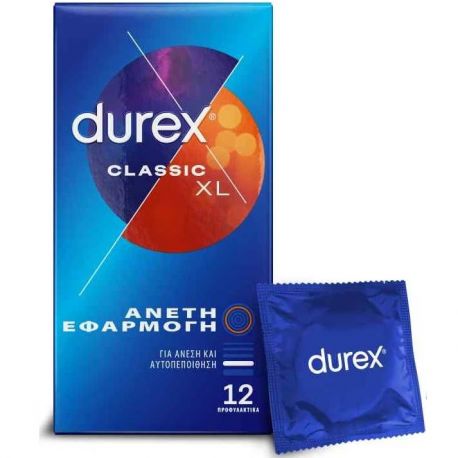 Durex Classic 12 Προφυλακτικά Classic Άνετη εφαρμογή XL