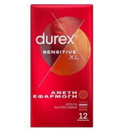 Durex προφυλακτικά Sensitive XL με Άνετη Εφαρμογή, 12τεμ