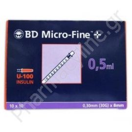 BD Micro-Fine Σύριγγα Ινσουλίνης 0,5 ml 30 G x 8 mm