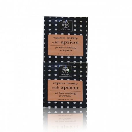 APIVITA Express Beauty, Gel Ήπιας Απολέπισης με Βερύκοκο, 2x8ml